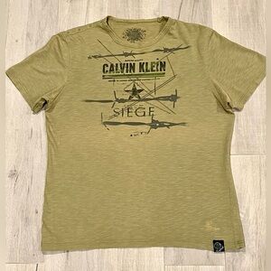 Calvin Klein Mens Graphic T-shirt Olive Green Size S
